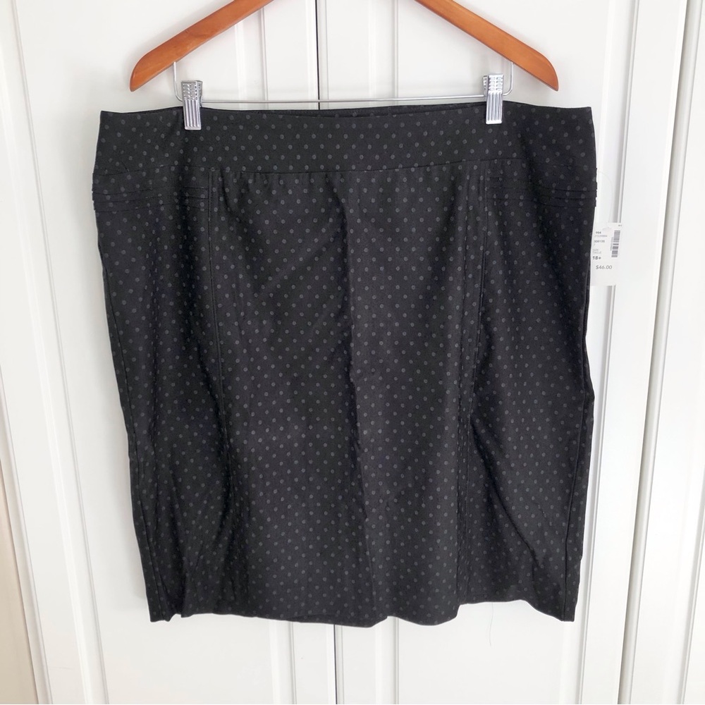 New Reitman’s 18 Comfort Fit Stretch Pull On Polka Dot Pencil Skirt Midi Uniform